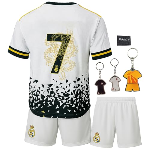 IHIMI Star Nr.7 Trikot für Kinder – Weißes Fan Trikot Set mit Shorts & 1x Zufälliger Schlüsselanhänger – Neu Saison 2024 – Größen für 164 von Qycksouth