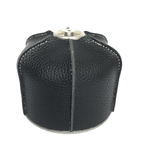 Qyljeiwred Kleine Kanister-Schutzhülle, PU-Leder, tragbar, dekorative Schutzhülle für Kochherd, Camping, Männer und Frauen, Carbon-Schwarz, klein, Refer to description von Qyljeiwred
