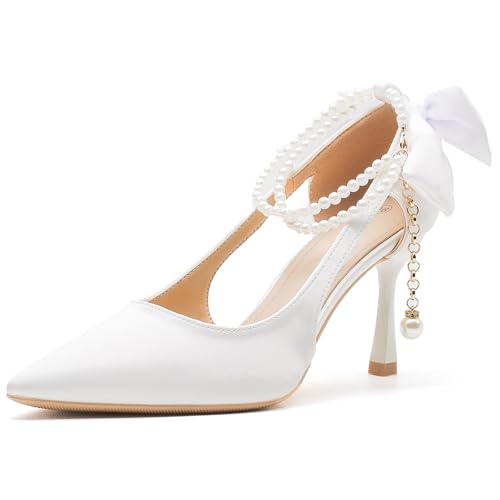 Qynthra Brautschuhe Hofdamen Satin Spitze Zehen Perlen Steg Ausschnitt Kitten Absatz Pumps Für Hochzeitsfeier & Verlobung,Weiß,38 EU Qynthra Brautschuhe Hofdamen Satin Spitze Zehen Perlen Steg Ausschnitt Kitten Absatz Pumps Für Hochzeitsfeier & Verlobung,Weiß,38 EU von Qynthra
