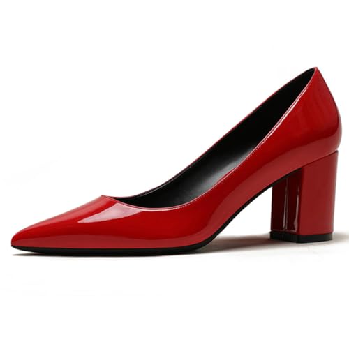 Qynthra Damen Court Schuhe Klobiger Blockabsatz Lackleder Spitz Zehen Brautschuhe Für Hochzeitszeremonie Und Empfang Memory Foam Einlegesohle,Red7cm,34 EU Qynthra Damen Court Schuhe Klobiger Blockabsatz Lackleder Spitz Zehen Brautschuhe Für Hochzeitszeremonie Und Empfang Memory Foam Einlegesohle,Red7cm,34 EU von Qynthra