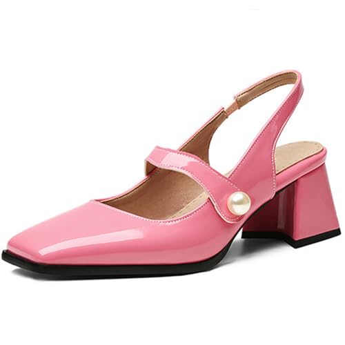 Qynthra Damen Mary Jane Schuhe Lackleder Kreuzband Quadratspitze Perlenknöpfe 9 Farben Erhältlich Ideal Für Teepartys Und Retro-Outfits,Rosa,37 EU Qynthra Damen Mary Jane Schuhe Lackleder Kreuzband Quadratspitze Perlenknöpfe 9 Farben Erhältlich Ideal Für Teepartys Und Retro-Outfits,Rosa,37 EU von Qynthra