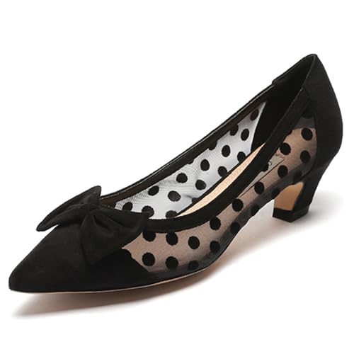 Qynthra Damen Mesh Ballettschuhe Mit Schleifendetail Netz Atmungsaktiv Weite Passform Schlupfschuhe Bequem Für Sommerkleider Büro Und Beruf,Large Polka,42 EU von Qynthra