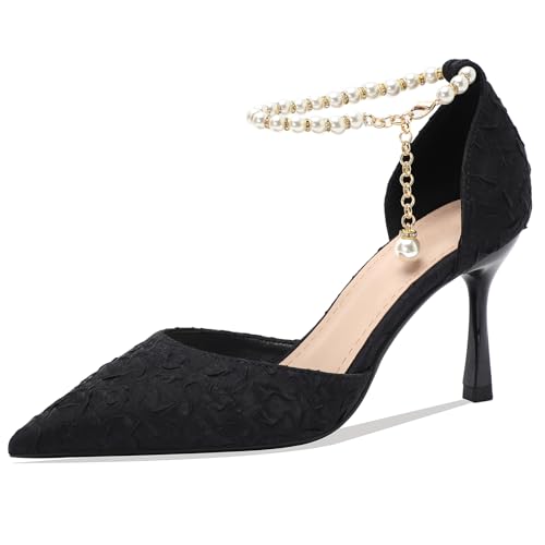Qynthra Damen-Satin-Pumps Mit Spitzer Spitze Perlen-Knöchelriemen Offene Sandaletten Stöckelschuh Für Cocktail Hochzeiten Atmungsaktive Abendgarderobe,Schwarz,37 EU Qynthra Damen-Satin-Pumps Mit Spitzer Spitze Perlen-Knöchelriemen Offene Sandaletten Stöckelschuh Für Cocktail Hochzeiten Atmungsaktive Abendgarderobe,Schwarz,37 EU von Qynthra