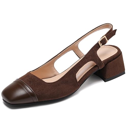Qynthra Damen-Slingback-Pumps Mit Blockabsatz Wildlederspitze In Schwarz Und Braun Ideal Für Business-Casual Und Herbsthochzeiten,Braun,38 EU Qynthra Damen-Slingback-Pumps Mit Blockabsatz Wildlederspitze In Schwarz Und Braun Ideal Für Business-Casual Und Herbsthochzeiten,Braun,38 EU von Qynthra