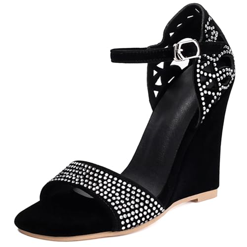 Qynthra Damens Plateau Sandalen Mit Strass Stepp Design Und Wildleder Obermaterial High Heel Abendschuhe Für Laufsteg Und Partys,Schwarz,41 EU Qynthra Damens Plateau Sandalen Mit Strass Stepp Design Und Wildleder Obermaterial High Heel Abendschuhe Für Laufsteg Und Partys,Schwarz,41 EU von Qynthra