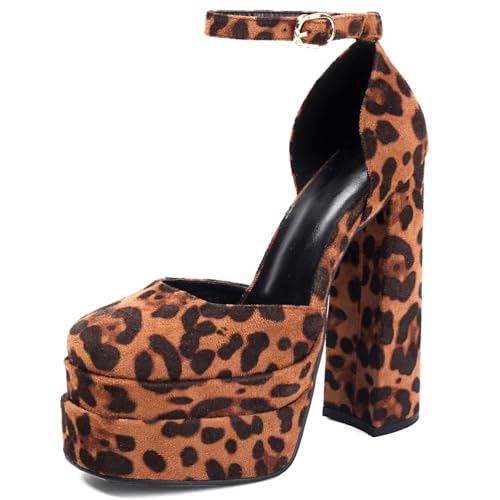 Qynthra Damenschuhe 14.5CM Plateau High Heels Leopard Print Knöchelriemen Geschlossen Spitze Seitlich Ausschnitt Designer Abendschuhe Für Laufsteg Party Alltag,Sanding,38 EU Qynthra Damenschuhe 14.5CM Plateau High Heels Leopard Print Knöchelriemen Geschlossen Spitze Seitlich Ausschnitt Designer Abendschuhe Für Laufsteg Party Alltag,Sanding,38 EU von Qynthra
