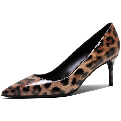 Qynthra Damenschuhe Für Den Hof Chunky Blockabsatz Leopard Spitz Zehen Brautschuhe Für Hochzeitsempfang Und Abendparty Atmungsaktives Mikrofaserleder,Tortoiseshell:6cm,41 EU von Qynthra