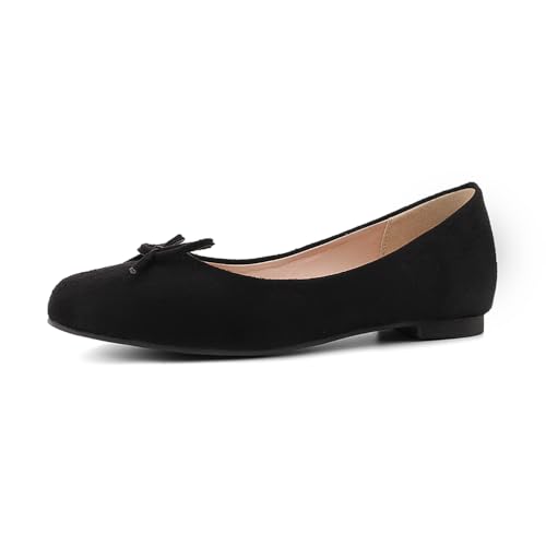 Qynthra Klassische Ballerinas mit Rundem Zeh und Schleifendetail für Damen Bequeme Freizeitschuhe Schlupf für Tägliches Gehen Büro und Freizeit,Suede Black,38 EU Qynthra Klassische Ballerinas mit Rundem Zeh und Schleifendetail für Damen Bequeme Freizeitschuhe Schlupf für Tägliches Gehen Büro und Freizeit,Suede Black,38 EU von Qynthra