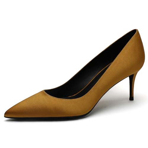 Qynthra Klassische Satin Pumps Damen mit Spitzer Zehn Stiletto Absatz Mittelhoher Kitten Heel für Hochzeit Party Abendkleid Formelle Anlässe und Besondere Ereignisse,Gelb,38 EU Qynthra Klassische Satin Pumps Damen mit Spitzer Zehn Stiletto Absatz Mittelhoher Kitten Heel für Hochzeit Party Abendkleid Formelle Anlässe und Besondere Ereignisse,Gelb,38 EU von Qynthra