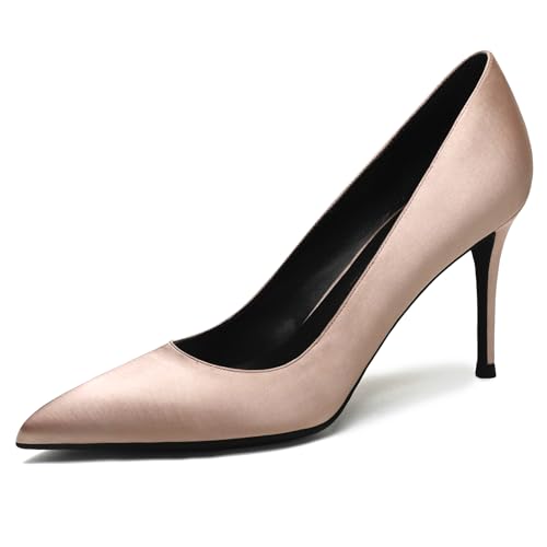 Qynthra Klassische Satin Pumps Damen mit Spitzer Zehn Stiletto Absatz Party Hochzeit Schlupf für Abendkleid Formelle Anlässe Büro und Besondere Ereignisse,Champagne,41 EU Qynthra Klassische Satin Pumps Damen mit Spitzer Zehn Stiletto Absatz Party Hochzeit Schlupf für Abendkleid Formelle Anlässe Büro und Besondere Ereignisse,Champagne,41 EU von Qynthra