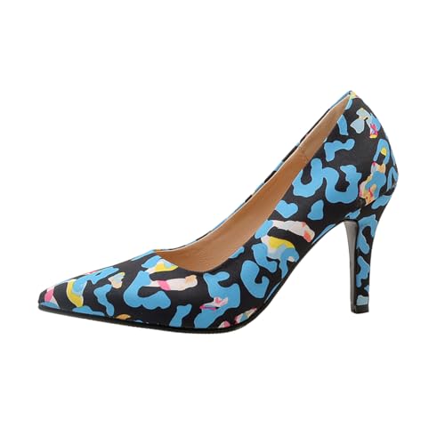 Qynthra Künstlerdesignede Print Stiletto High Heels mit Spitzer Zehe für Damen Court Schuhe 6 Design Kollektion für Partys Hochzeiten und Besondere Anlässe,Patterned Blue,42 EU von Qynthra