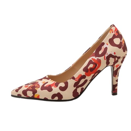 Qynthra Künstlerdesignede Print Stiletto High Heels mit Spitzer Zehe für Damen Court Schuhe 6 Design Kollektion für Partys Hochzeiten und Besondere Anlässe,Patterned apricot,38 EU von Qynthra