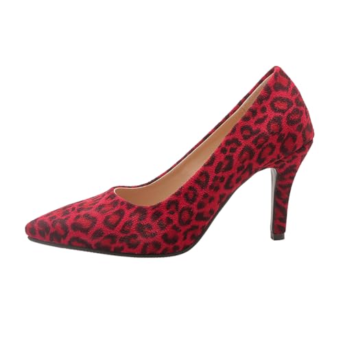 Qynthra Künstlerdesignede Print Stiletto High Heels mit Spitzer Zehe für Damen Court Schuhe 6 Design Kollektion für Partys Hochzeiten und Besondere Anlässe,Red Leopard,34 EU von Qynthra