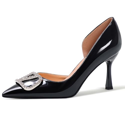 Qynthra Lackleder Pumps mit Spitzer Zehe für Damen Kristall Schnelle Stiletto High Heel für Hochzeit Party und Formelle Anlässe,Schwarz,37 EU Qynthra Lackleder Pumps mit Spitzer Zehe für Damen Kristall Schnelle Stiletto High Heel für Hochzeit Party und Formelle Anlässe,Schwarz,37 EU von Qynthra