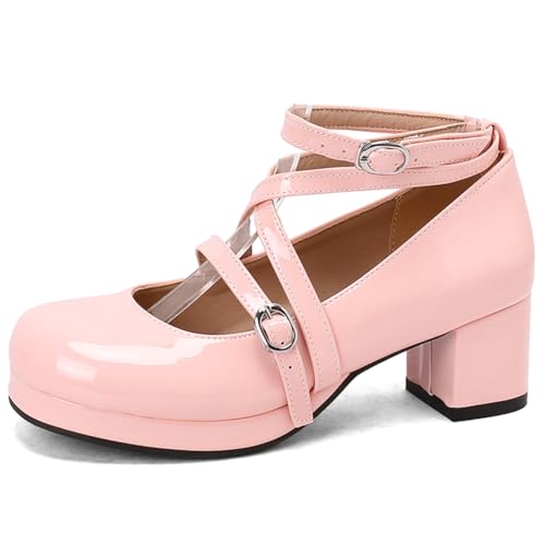 Qynthra Mary Jane Absatzschuhe Für Damen Mit Plateaublockabsatz Und Knöchelriemen Vintage Stil Hochzeitspumps Für Braut Beruf Und Alltag,Rosa,37 EU Qynthra Mary Jane Absatzschuhe Für Damen Mit Plateaublockabsatz Und Knöchelriemen Vintage Stil Hochzeitspumps Für Braut Beruf Und Alltag,Rosa,37 EU von Qynthra
