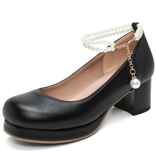 Qynthra Mary Janes Damenschuhe Britischer Stil Perlen Knöchelband Sandalen Atmungsaktive Dicke Sohle Sommer Flache Schuhe Einfaches Design Mit Ausschnitt,Schwarz,45 EU Qynthra Mary Janes Damenschuhe Britischer Stil Perlen Knöchelband Sandalen Atmungsaktive Dicke Sohle Sommer Flache Schuhe Einfaches Design Mit Ausschnitt,Schwarz,45 EU von Qynthra