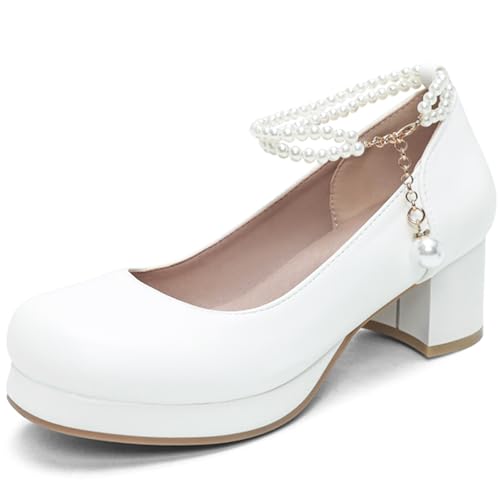 Qynthra Mary Janes Damenschuhe Britischer Stil Perlen Knöchelband Sandalen Atmungsaktive Dicke Sohle Sommer Flache Schuhe Einfaches Design Mit Ausschnitt,Weiß,48 EU Qynthra Mary Janes Damenschuhe Britischer Stil Perlen Knöchelband Sandalen Atmungsaktive Dicke Sohle Sommer Flache Schuhe Einfaches Design Mit Ausschnitt,Weiß,48 EU von Qynthra