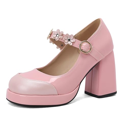Qynthra Plateau Mary Jane Schuhe aus Lackleder für Damen mit Blumen Riemchen Blockabsatz für Hochzeit Party und Formelle Anlässe,Rosa,41 EU Qynthra Plateau Mary Jane Schuhe aus Lackleder für Damen mit Blumen Riemchen Blockabsatz für Hochzeit Party und Formelle Anlässe,Rosa,41 EU von Qynthra