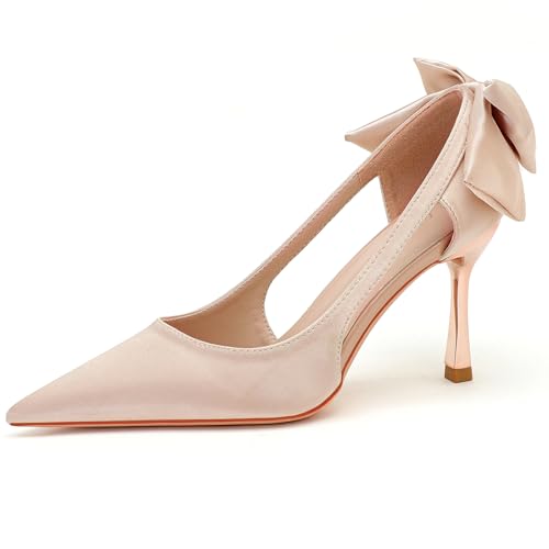 Qynthra Satin Brautschuhe Damen Spitze Kitten Absatz Ausschnitt Schleife Abendschuhe Atmungsaktiver Mittlerer Absatz Für Hochzeit & Bankett,Champagne,38 EU Qynthra Satin Brautschuhe Damen Spitze Kitten Absatz Ausschnitt Schleife Abendschuhe Atmungsaktiver Mittlerer Absatz Für Hochzeit & Bankett,Champagne,38 EU von Qynthra