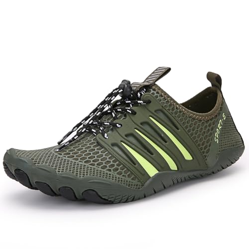 Qynthra Wasserschuhe Für Frauen Und Männer Schnelltrocknend Aqua Strandschuhe Für Schwimmbad Bootfahren Surf Tauchen Yoga Und Flusswanderung,Army Green,38 EU von Qynthra