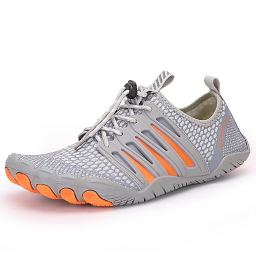 Qynthra Wasserschuhe Für Frauen Und Männer Schnelltrocknend Aqua Strandschuhe Für Schwimmbad Bootfahren Surf Tauchen Yoga Und Flusswanderung,Light Gray,39 EU von Qynthra