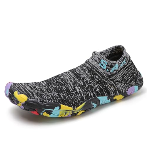 Qynthra Wasserschuhe Für Herren Und Damen Schnelltrocknend Atmungsaktiv Barfuß Für Strand Pool Schwimmen Surf Tauchen Bootfahren Yoga Und Flusswanderung,Dark Gray,38 EU von Qynthra