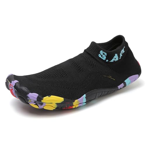 Qynthra Wasserschuhe Für Herren Und Damen Schnelltrocknend Atmungsaktiv Barfuß Für Strand Pool Schwimmen Surf Tauchen Bootfahren Yoga Und Flusswanderung,Schwarz,45 EU von Qynthra