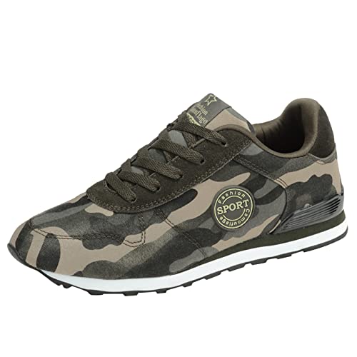 QzSSbii Paar Freizeit Frauen Männer Schnüren Camouflage Reise Weiche Sohle Bequeme Schuhe Outdoor Schuhe Runing Mode Sport Atmungsaktive Turnschuhe Orientalische Schuhe Damen (Army Green, 38) von QzSSbii