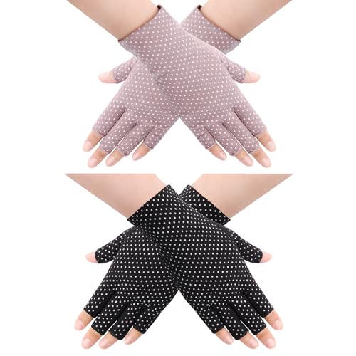 Qzakce Damen UV Sonnenschutz Handschuhe 2 Paar Rutschfeste Fahrradhandschuhe Sommer Dünne Sonnenhandschuhe Reithandschuhe für Mädchen Frauen Sommer Outdoor Radfahren Autofahren Golf von Qzakce
