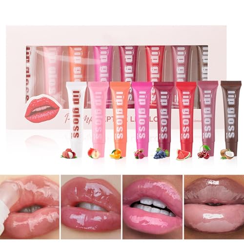 Moisturizing Lip Gloss, Fruit Flavored Lip Oil, Lip Care Gloss, Plumping Lip Oil, Lip Gloss for Dry Lips, Smooth Liquid Lip Gloss, Shiny Lip Gloss Set, Glossy Lip Gloss 10ml for Dry Lips von Qzdtue