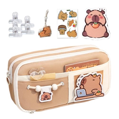Qzdtue Capybara Federmäppchen, niedlicher Organizer, mehrschichtige Kosmetiktasche, großes Fassungsvermögen, Capybara School Supplies, Federmäppchen mit Charm, Kosmetik-Organizer, Capybara, Single Qzdtue Capybara Federmäppchen, niedlicher Organizer, mehrschichtige Kosmetiktasche, großes Fassungsvermögen, Capybara School Supplies, Federmäppchen mit Charm, Kosmetik-Organizer, Capybara, Single von Qzdtue