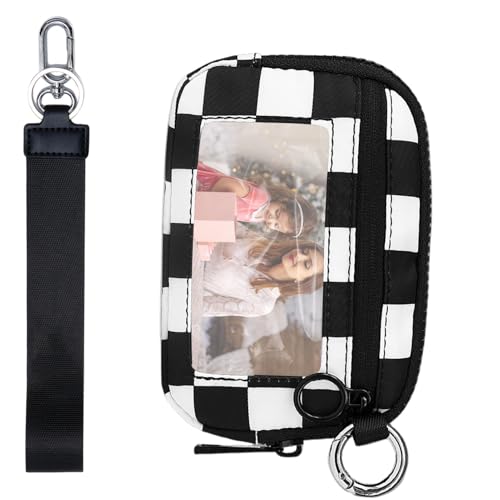 Qzdtue Small Wristlet Wallets for Women, Waterproof Credit Card Holder Wallet with Coin Pocket, Zipper Pouch Card Organizer for Women and Girls, Compact Wristlet Wallet for Women, Black and White, Se von Qzdtue