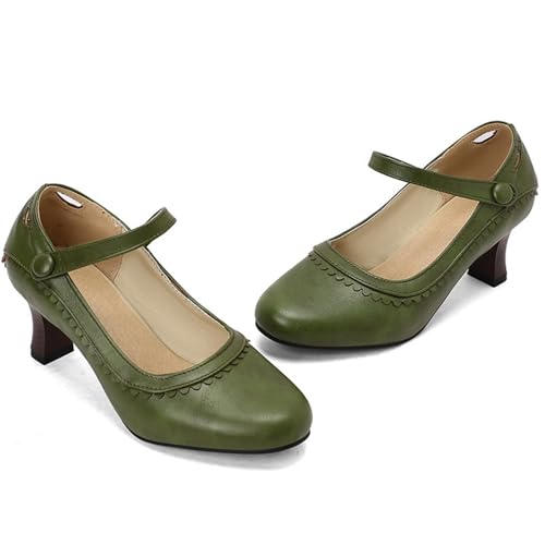 Dame Pumps Chunky High Heel Schuhe - Trachtenschuhe High Heels Blockabsatz Mit Riemchen Spangenpumps Business Tanzschuhe Dicker Riemchenpumps Elegant Women's Shoes Hochzeitsschuhe Blau 37-168EU von Qzeanxy