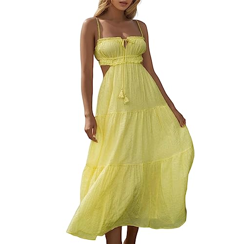 Jerseykleid Damen Sommerkleid Für Frauen Verstellbare Strand Neckholder Kleid Rückenfrei Ausgeschnittenes Spaghetti-Träger Bindeband Vorne Fließendes Extra Langes Kleid Party Urlaub Jerseykleid Damen Sommerkleid Für Frauen Verstellbare Strand Neckholder Kleid Rückenfrei Ausgeschnittenes Spaghetti-Träger Bindeband Vorne Fließendes Extra Langes Kleid Party Urlaub von Qzeanxy