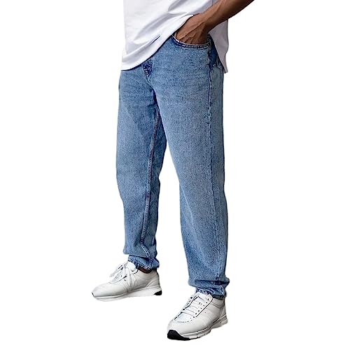 Qzeanxy Schlupfjeans Herren Blau Jeanshose Männer Baumwolle Stretch Blue Hose Straight Denim Schwarz Bootcut Basic Stretch Tiefer Bund Slim Fit Grau Regular Zip Fly Hose Vintage Streetwear Tapered von Qzeanxy