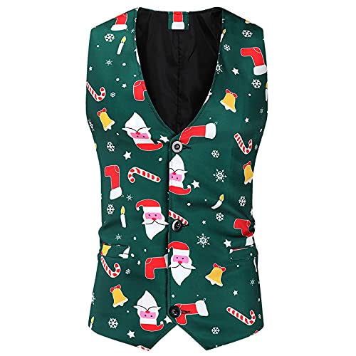 Trachtenweste Herren Ärmellose Warme Winterweste Verdickte Weste Weihnachtsweste Oversized Vest Multi Leichter Weihnachtsanzug Weste Schlankes Bedrucktes Mode-Softshell von Qzeanxy