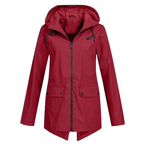 Regenjacke Damen Atmungsaktiv Wasserdicht Regenmante Windjacke Jacke Winddicht Outdoorjacke Windbreake Leicht ReißVerschluss mit Kapuze Übergangsjacke Dünn Frauen Mantel Sommer Mit Kapuze Lang Reg von Qzeanxy