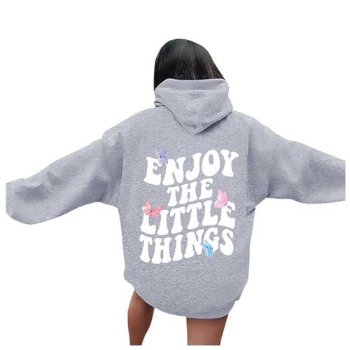 Qzeanxy Rückenprint Hoodie Damen Vintage Kapuzen-Sweatshirt Party-Kapuzen Casual Outdoor Street Top Taschen Bedrucktes Sweatshirt Langarm-Shirt Langarm-Sweatshirt Oversize Pullover Kapuzenpullover von Qzeanxy