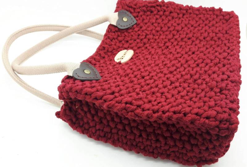 Gestrickte Handtasche/Elegante Bordeaux Abendtasche von QzinkaCraft