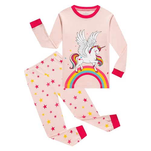 Qzrnly Mädchen Pyjamas Einhorn Baumwolle Kinder Langarm Pyjamas 98 104 110 116 122 128 134 140 146,Pattern 12,12 Jahre von Qzrnly