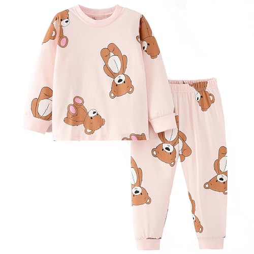 Qzrnly Mädchen Schlafanzug Giraffe Baumwolle Kinder Langarm Pyjama,Rosa,5 Jahre von Qzrnly