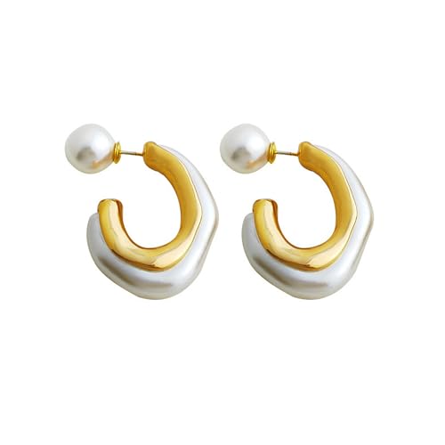 QzxEqz Kreolen aus Acrylharz, C-Form, offen, mit Perlenkugel, hypoallergen, doppelseitig, Kunstperlen, Statement-Creolen für Frauen, Acryl, Metall QzxEqz Kreolen aus Acrylharz, C-Form, offen, mit Perlenkugel, hypoallergen, doppelseitig, Kunstperlen, Statement-Creolen für Frauen, Acryl, Metall von QzxEqz