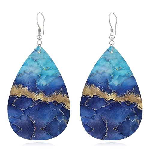QzxEqz Strand Ohrringe Sommer Ozean Tropfenform baumelnde Ohrringe Blaugrün Beige Türkis für Frauen, Kunstleder von QzxEqz