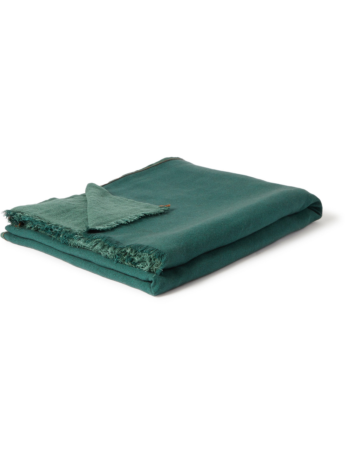 RD.LAB - Tubo Fringed Two-Tone Linen, Cashmere and Silk-Blend Throw - Men - Green RD.LAB - Tubo Fringed Two-Tone Linen, Cashmere and Silk-Blend Throw - Men - Green von R+D.LAB