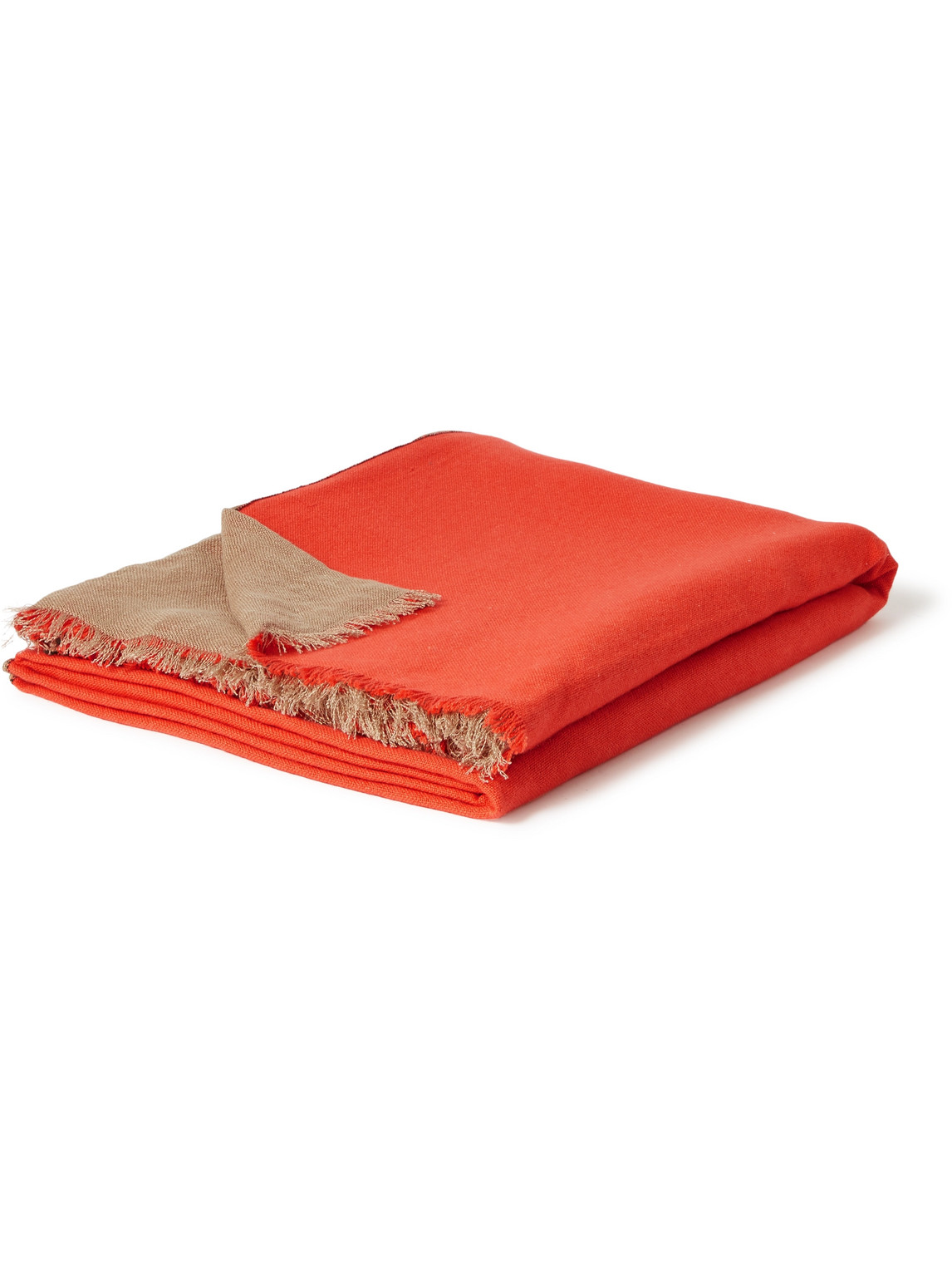 RD.LAB - Tubo Fringed Two-Tone Linen, Cashmere and Silk-Blend Throw - Men - Orange RD.LAB - Tubo Fringed Two-Tone Linen, Cashmere and Silk-Blend Throw - Men - Orange von R+D.LAB