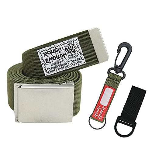 Rough Enough Elastische Nylon Web Flechten Gürtel Klassische Unisex Verstellbarer Stoffgürtel Geflochtenergürtel Jeansgürtel mit Eisenschnalle Breit Gürtelschnallen für Damen Herren Freizeitkleidung von R E ROUGH ENOUGH