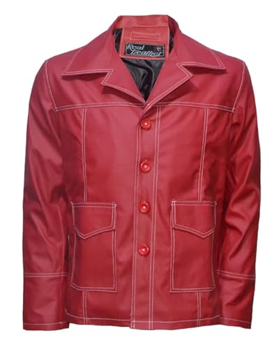 R'FAY Collection Herren Fight Brando Club Designer Brad Red Biker Kunstledermantel Blazer, Rot/Ausflug, einfarbig (Getaway Solids), S von R'FAY Collection