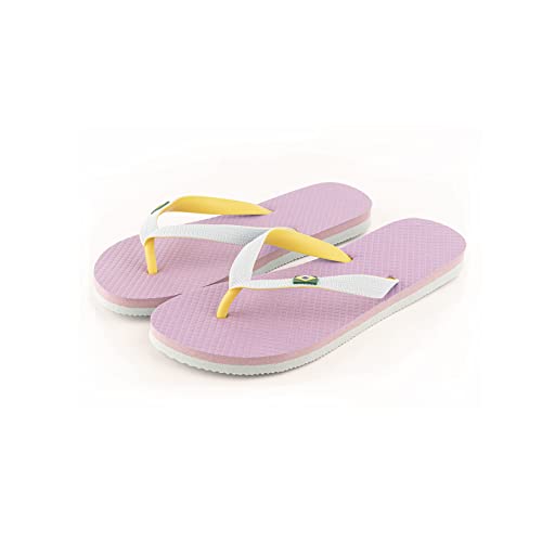 Flip-Flops für Damen, Sandalen, Erwachsene, Brasilien-Logo, bequem, für Schwimmbad, Strand, Haus, Dusche usw, Lila und Blau, 39 EU von R-ISLAND