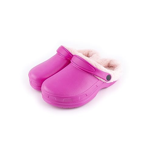 R-ISLAND Clog Classic, Winter-Clogs für Damen, warmes Futter, wasserdicht, mit rutschfester Sohle, bequem, für Zuhause, Schlafzimmer, Wohnzimmer, Rosa, 38 EU von R-ISLAND