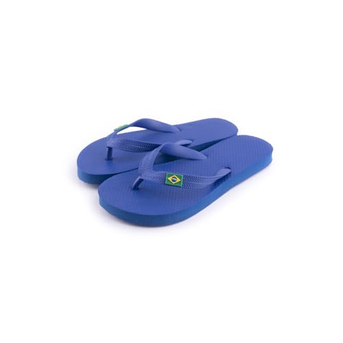 R-ISLAND Flip-Flops für Kinder, Unisex, brasilianisches Logo, Größe 30-35, wasserdicht, Sohle aus Polyethylen, ideal für Zuhause draußen und drinnen, Strand, Pool.., Königsblau, 31 EU von R-ISLAND